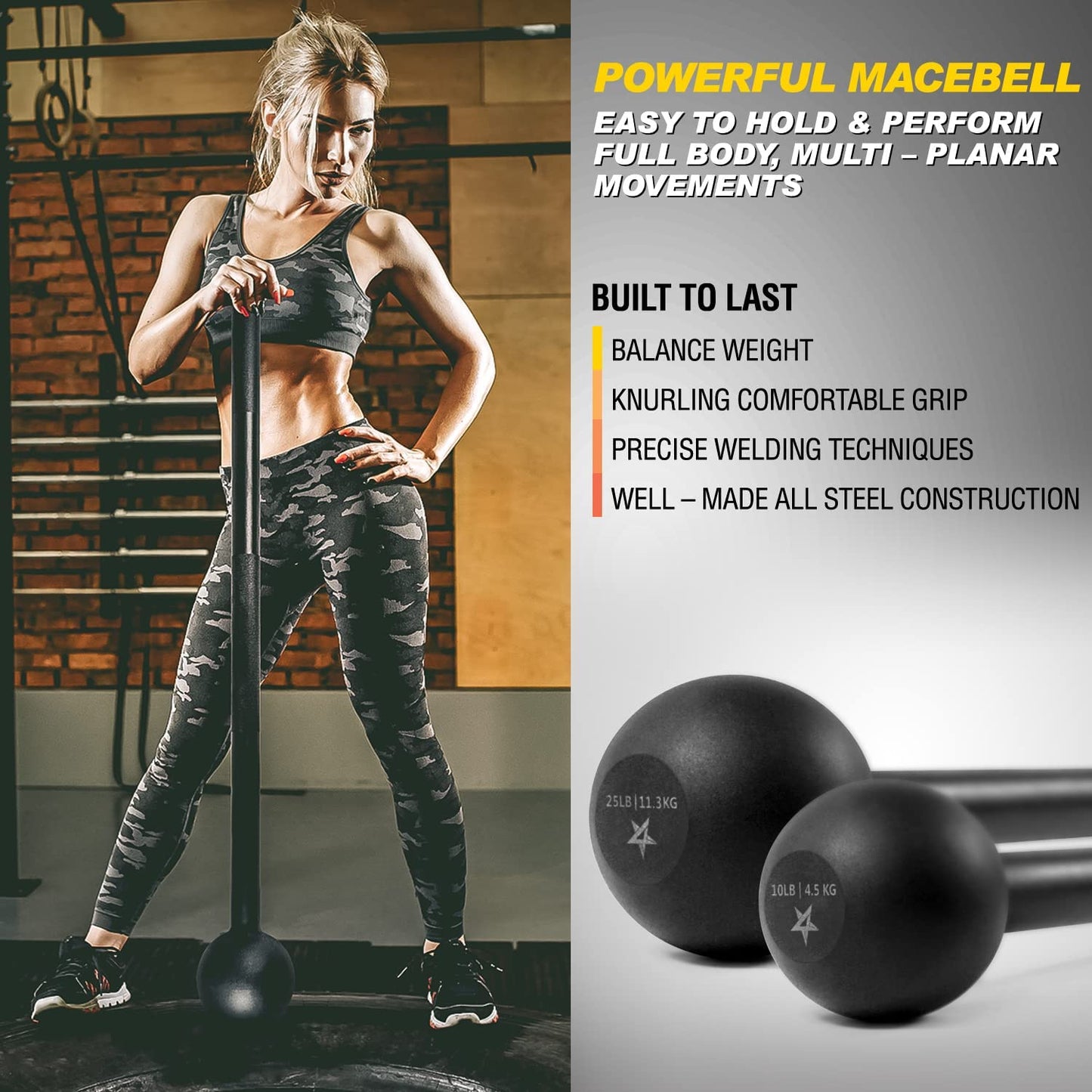 Elevate Your Strength Training with Our Versatile Steel Mace Bell - Perfect for Full Body Workouts, Rehabilitation, and Stretching! Available in 5 to 30 Lbs for All Fitness Levels!