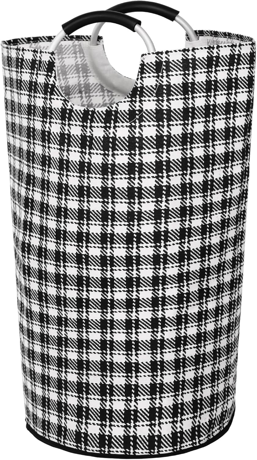 90L Large Laundry Basket, Collapsible Laundry Bag, Freestanding Tall Clothes Hamper, Foldable Washing Bin (Black)