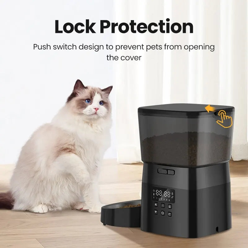 ROJECO Automatic Pet Feeder Button Version Auto Cat Food Dispenser Accessories Smart Control Pet Feeder for Cats Dog Dry Food