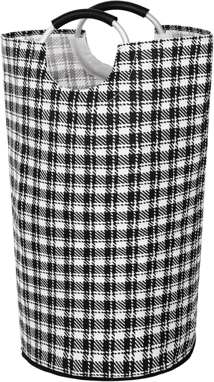 90L Large Laundry Basket, Collapsible Laundry Bag, Freestanding Tall Clothes Hamper, Foldable Washing Bin (Black)