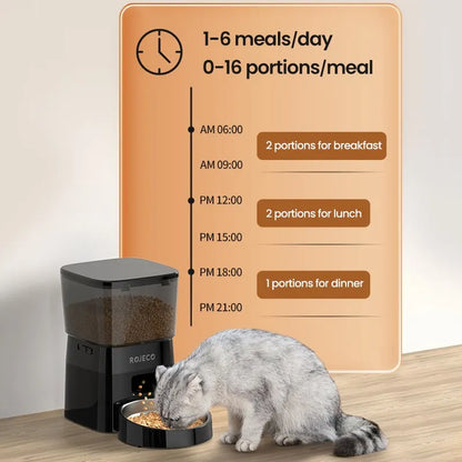 ROJECO Automatic Pet Feeder Button Version Auto Cat Food Dispenser Accessories Smart Control Pet Feeder for Cats Dog Dry Food