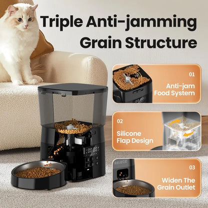ROJECO Automatic Pet Feeder Button Version Auto Cat Food Dispenser Accessories Smart Control Pet Feeder for Cats Dog Dry Food